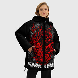 Куртка зимняя женская Samurai - Red logo - Cyberpunk 2077, цвет: 3D-светло-серый — фото 2