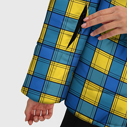 Куртка зимняя женская Желтый с синим клетчатый модный узор, цвет: 3D-светло-серый — фото 2