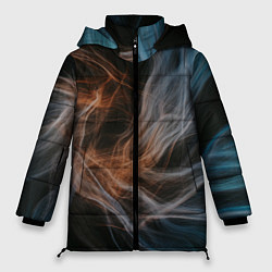 Куртка зимняя женская Множество абстрактных линий во тьме, цвет: 3D-светло-серый
