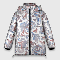 Куртка зимняя женская Голубой узор винтаж, цвет: 3D-светло-серый