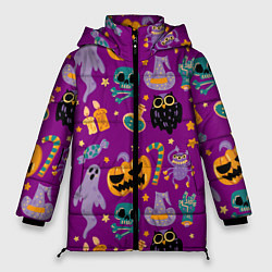 Женская зимняя куртка Happy Halloween - holiday pattern