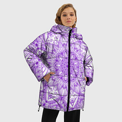 Куртка зимняя женская Фиолетовая мандала, цвет: 3D-светло-серый — фото 2