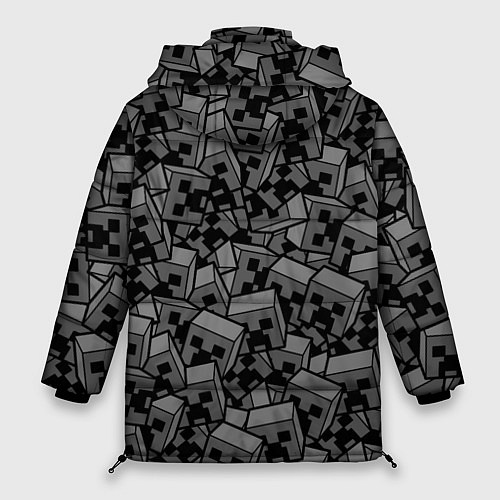 Женская зимняя куртка Головы криперов - Майнкрафт - ЧБ / 3D-Светло-серый – фото 2
