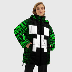 Куртка зимняя женская Лицо Крипера - Майнкрафт, цвет: 3D-черный — фото 2