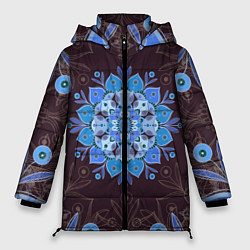 Женская зимняя куртка Мандала-цветок Голубая снежинка