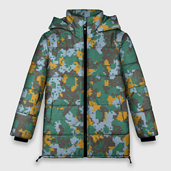 Куртка зимняя женская Цифровой камуфляж - зелено-голубой, цвет: 3D-светло-серый