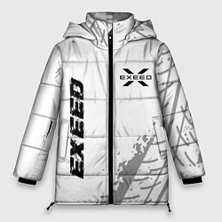 Куртка зимняя женская Exeed speed на светлом фоне со следами шин: надпис, цвет: 3D-черный