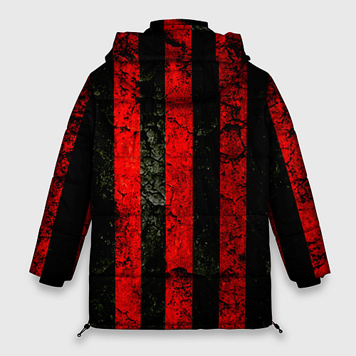 Женская зимняя куртка Красно-черный фон в полоску / 3D-Красный – фото 2