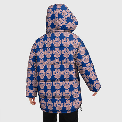 Женская зимняя куртка След собаки на синем фоне / 3D-Черный – фото 4