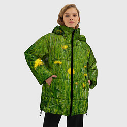 Куртка зимняя женская Солнечные одуванчики, цвет: 3D-черный — фото 2