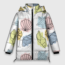 Куртка зимняя женская Морские обитатели, цвет: 3D-красный