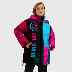 Куртка зимняя женская Blink 182 - neon gradient: по-вертикали, цвет: 3D-черный — фото 2