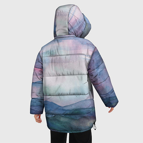Женская зимняя куртка Горный пейзаж акварель / 3D-Черный – фото 4