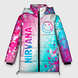 Женская зимняя куртка Nirvana neon gradient style: надпись, символ