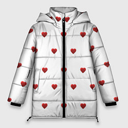Женская зимняя куртка Белая поляна с красными сердечками