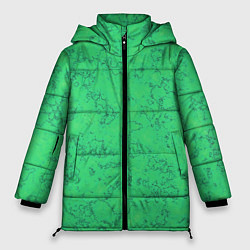 Куртка зимняя женская Мраморный зеленый яркий узор, цвет: 3D-красный