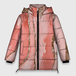 Куртка зимняя женская Розовое золото акварель, цвет: 3D-красный