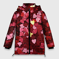 Куртка зимняя женская Куча разноцветных сердечек, цвет: 3D-черный