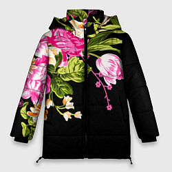 Куртка зимняя женская Букет цветов, цвет: 3D-красный