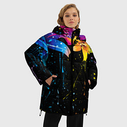 Куртка зимняя женская Цветные лилии, цвет: 3D-черный — фото 2