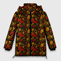 Куртка зимняя женская Хохлома - красная рябина, цвет: 3D-черный