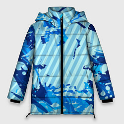 Куртка зимняя женская Синие линии, цвет: 3D-черный