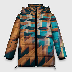 Куртка зимняя женская Абстрактное множество поверхностей разных цветов, цвет: 3D-светло-серый