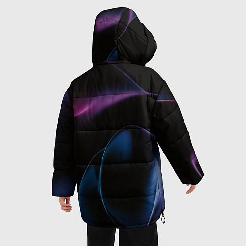 Женская зимняя куртка Абстрактные фиолетовые волны / 3D-Черный – фото 4