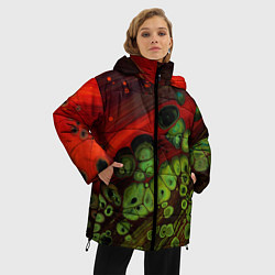 Куртка зимняя женская Абстрактные красный песок и зелёные камни, цвет: 3D-красный — фото 2