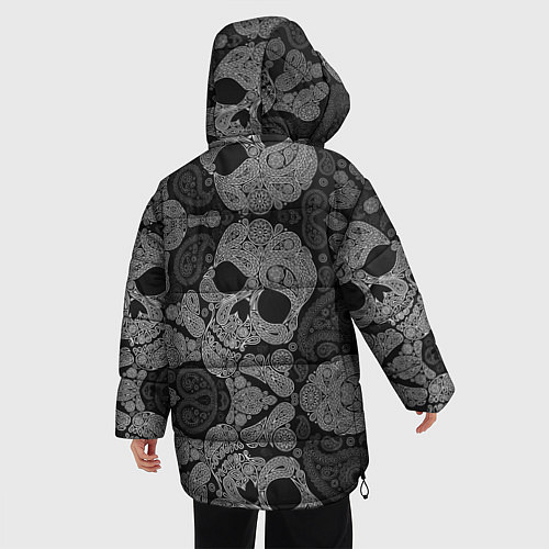 Женская зимняя куртка Абстрактные черепа пейсли / 3D-Черный – фото 4