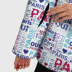 Куртка зимняя женская Парижская бумага с надписями - текстура, цвет: 3D-черный — фото 2