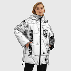 Куртка зимняя женская Breaking Benjamin и рок символ на светлом фоне, цвет: 3D-черный — фото 2