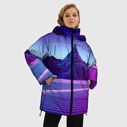 Куртка зимняя женская Neon mountains - Vaporwave, цвет: 3D-красный — фото 2
