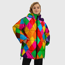 Куртка зимняя женская Цветные лоскуты - пэчворк, цвет: 3D-красный — фото 2
