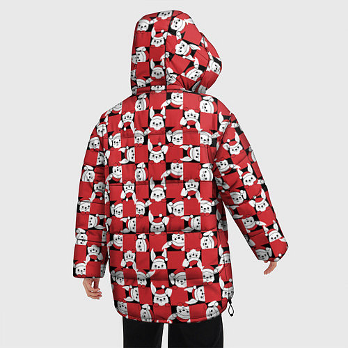 Женская зимняя куртка Кролики в красных шапках / 3D-Черный – фото 4