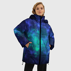 Куртка зимняя женская Космический пейзаж во Вселенной, цвет: 3D-черный — фото 2