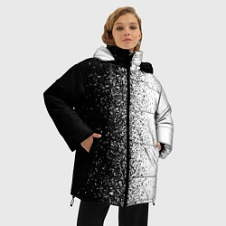 Куртка зимняя женская Брызги красок - Черно-белый, цвет: 3D-красный — фото 2