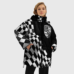 Куртка зимняя женская Porsche racing flag, цвет: 3D-черный — фото 2