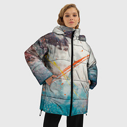 Куртка зимняя женская Абстрактные мазки красок на тенях и тумане, цвет: 3D-красный — фото 2