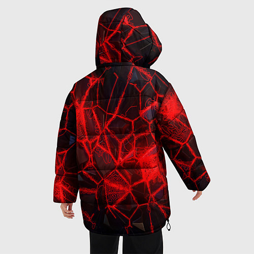 Женская зимняя куртка Кристаллы в красных нитях / 3D-Черный – фото 4