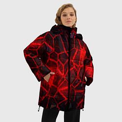 Куртка зимняя женская Кристаллы в красных нитях, цвет: 3D-черный — фото 2