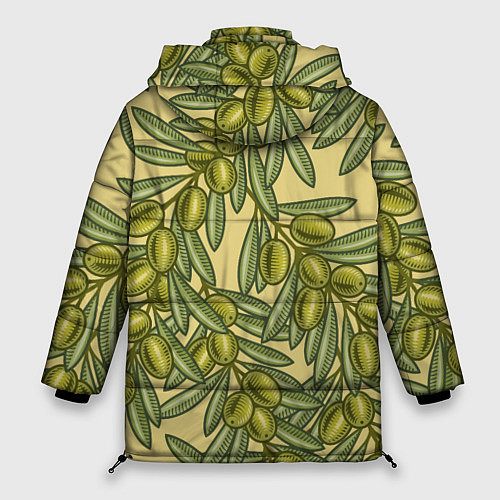 Женская зимняя куртка Винтажные ветви оливок / 3D-Красный – фото 2