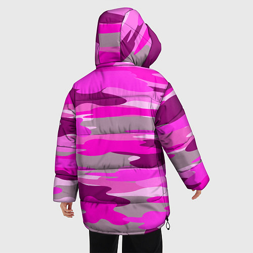 Женская зимняя куртка Абстракция милитари ярко розовый / 3D-Черный – фото 4