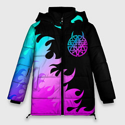 Куртка зимняя женская Disturbed неоновый огонь, цвет: 3D-черный