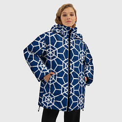 Куртка зимняя женская Синий узорчатый паттерн, цвет: 3D-светло-серый — фото 2