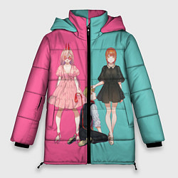 Куртка зимняя женская Пауэр и Макима с Дэндзи на поводке, цвет: 3D-красный