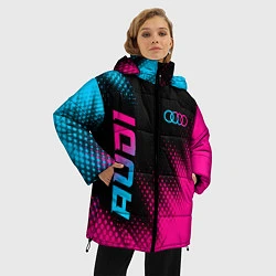 Куртка зимняя женская Audi - neon gradient: надпись, символ, цвет: 3D-черный — фото 2