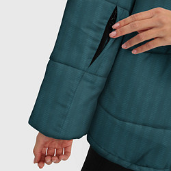 Куртка зимняя женская Бирюзовый полосатый и однотонный, цвет: 3D-черный — фото 2