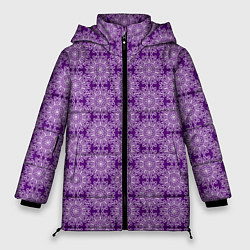 Куртка зимняя женская Абстракция узор фиолетовый, цвет: 3D-черный