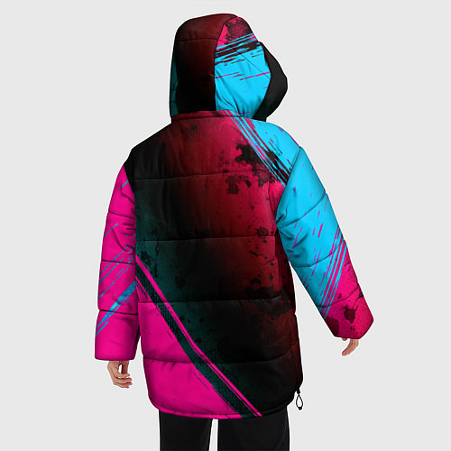 Женская зимняя куртка System of a Down - neon gradient: надпись, символ / 3D-Черный – фото 4